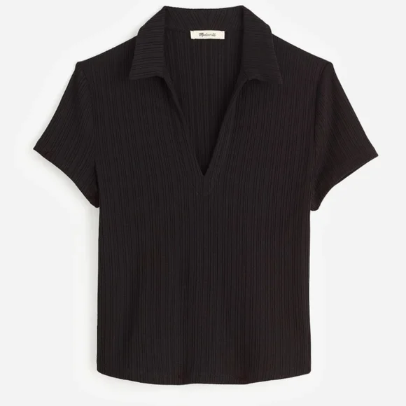 Madewell Ribbed V-Neck Polo Tee - Picture 4 of 4
